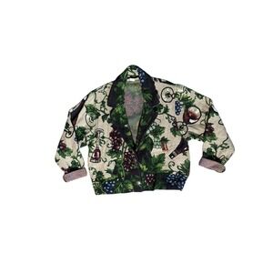 Painted Pony Vintage Tapestry Jacket Wine‎ Grapes Bottles Boho Cottagecore M